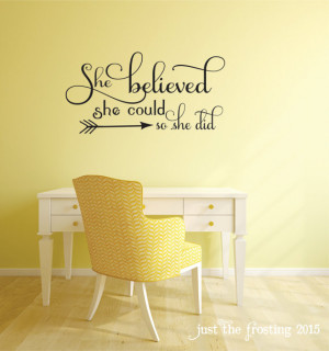 She Believed She Could Quote Bedroom Wall Decal - Office Decor - Teen ...