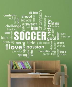 Belvedere Designs White Soccer Cloud Wall Quote
