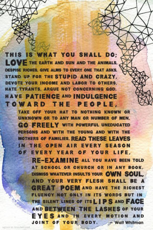 ... you shall do.. walt whitman quote on illustrated/watercolor background