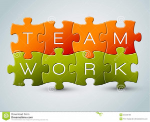 Royalty Free Stock Images: Vector puzzle teamwork illustration