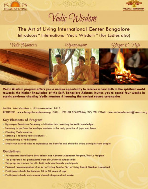 Vedic Wisdom program at Art of Living International Ashram (Only for ...