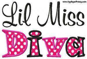 Lil Miss Diva Applique Design-lil diva, miss diva, miss, diva, girl ...