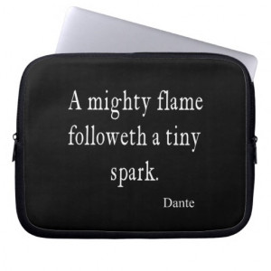Vintage Dante Mighty Flame Tiny Spark Quote Quotes Laptop Sleeve
