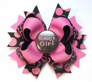 Boutique Mommy's Girl Cute Sayings Hair Bow Pink And Black Boutique ...