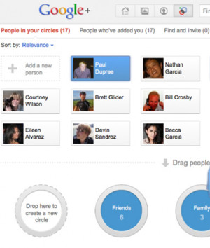 screen shot of the Google Plus social network is shown in this ...