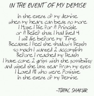 In the event of my demise..