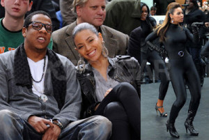 Beyonce Knowles and Jay-Z at the Knicks- Cavaliers game