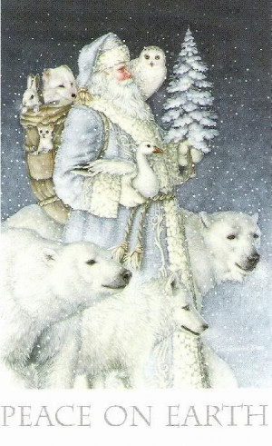 Peace on Earth - St. Nicholas / Santa & his winter friends - Snowy Owl ...