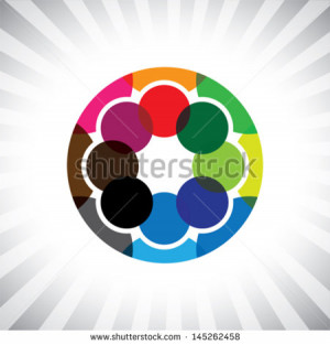 close circle of buddies, pals & friends get-together- vector graphic ...