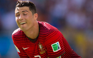Cristiano Ronaldo of Portugal pulls a funny face during the game with ...