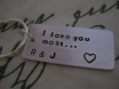love you, I love you most, Keychain, Boyfriend girlfriend jewelry ...