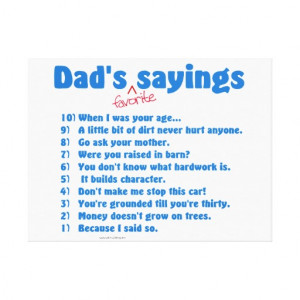 Dad's favorite sayings wrapped canvas gift. canvas prints