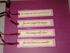 Set of 4 Handmade Bookmarks with Alice Quotes from Twilight