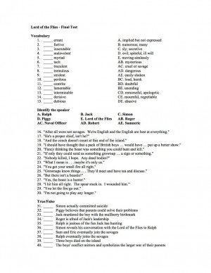Test - A comprehensive 100-question objective test on William Golding ...