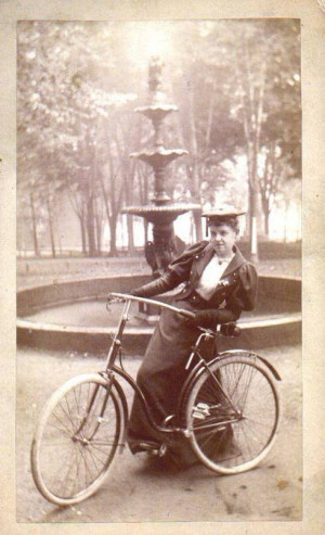 Can you imagine the challenge of riding a bicycle in full skirts?