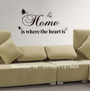 Free-Shipping-Home-Is-Where-The-Heart-Is-English-Motto-Wall-Art-Quote ...