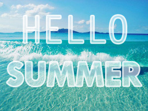 Hello summer card with sea waves