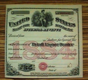 Antique 1884 MOONSHINE Whiskey STILL Liquor License Bar US Civil WAR
