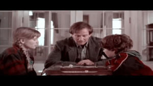Robin Williams (Alan Parrish), Kirsten Dunst (Judy Shepherd), and ...