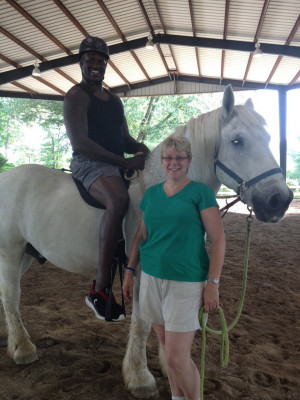 My mom's friend gives riding lessons. This is the day Shaq showed up.