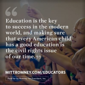 ... good education. It's a basic right. PS I don't support Mitt Romney