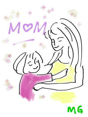 This Mother's Day Image is a simple lines mother and daughter hugging ...