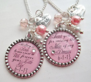Personalized Quote Mother of the Bride Groom necklace color choices