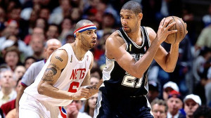 Kenyon Martin and Tim Duncan in the 2003 Finals