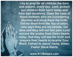Pastor Steve Harris quote Pray for all unborn babies so that they will ...