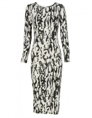 White Long Sleeve Bodycon Midi Dress