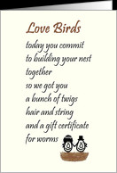 Love Birds - a funny wedding & marraige congratulations poem card ...