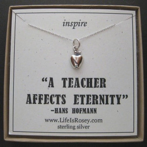 teacher present apple necklace gift for teacher sterling silver quote ...