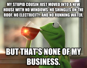 kermit the frog but that s none of my business my ludicrous cousin ...