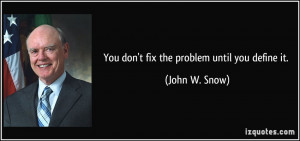 You don't fix the problem until you define it. - John W. Snow