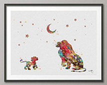 ... The Lion King Mufasa and Simba Wate rcolor Art Print Wall Art Poster