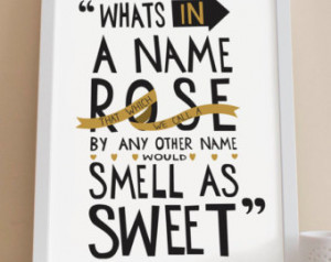 A4 William Shakespeare Quote print - What's in a name quote poster ...