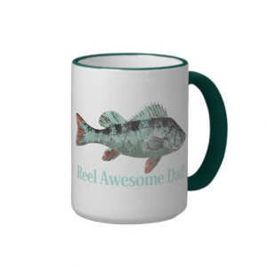 Fun Reel Awesome Dad Quote & Fish Perch Teal color Mug