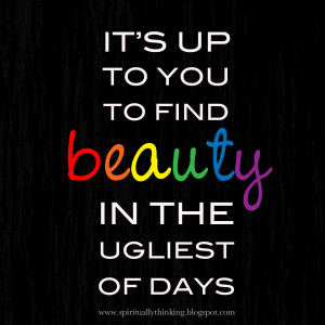 It's up to you to find beauty in the ugliest of days.