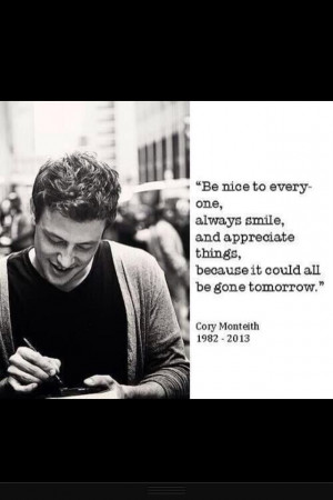 Cory Monteith. Rest in Peace.