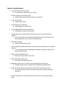 Preview of Macbeth Disturbed Characters Quotes