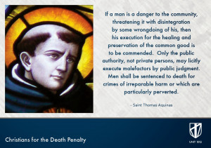 ... THOMAS AQUINAS’S PRO DEATH PENALTY QUOTE (JANUARY 28 ~ FEAST DAY