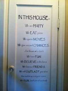 We are happy. We eat pizza. We quote movies. We give second chances ...