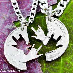 Best Friend Necklaces, Sign Language Jewelry, ASL I love you, Deaf, I ...