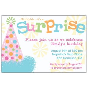 Birthday Hat Surprise Party Invitations