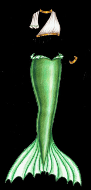 mermaid-monday-13-green-mermaid-tail-with-white-and-gold-top-and ...