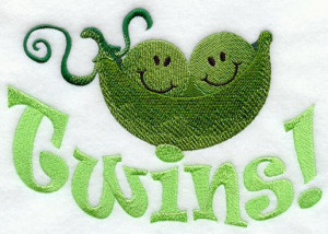 Twins Two Peas in a Pod Embroidered Flour Sack Hand/Dish Towel