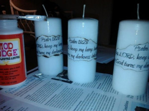 ... candle to give it a nice glazed look. I used a Bible verse, but I got