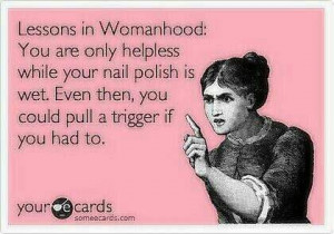 girl is only helpless with wet nails but...