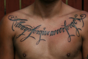 Cool Chest Quotes Tattoo Design for Men