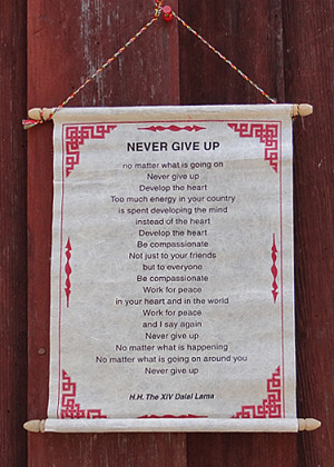 Dalai Lama Quote NEVER GIVE UP Hand Made Paper Wallhanging